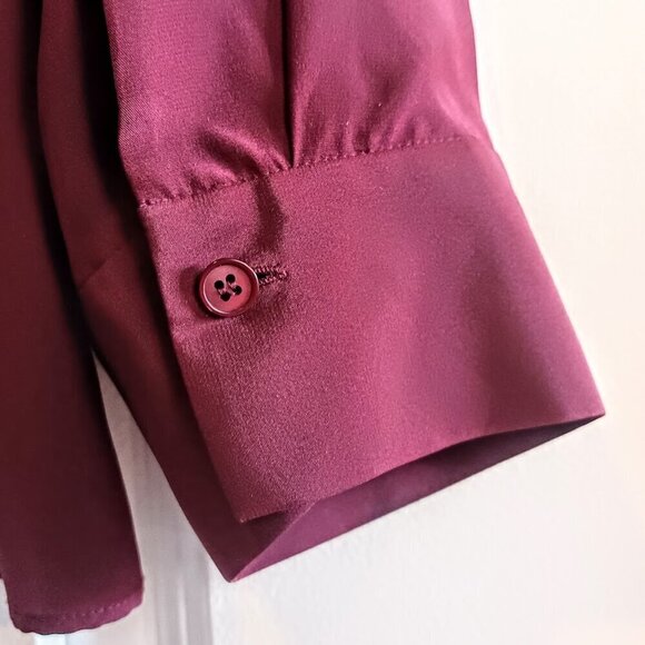 Lafayette 148 New York Burgundy Red Silk Tie Front Blouse - Picture 4 of 7